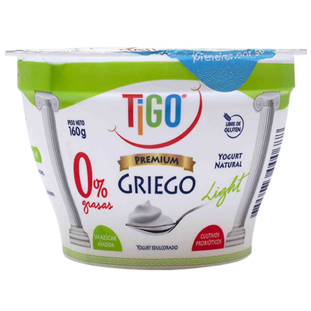 Yogurt TIGO Premium Estilo Griego Light Natural Vaso 160g