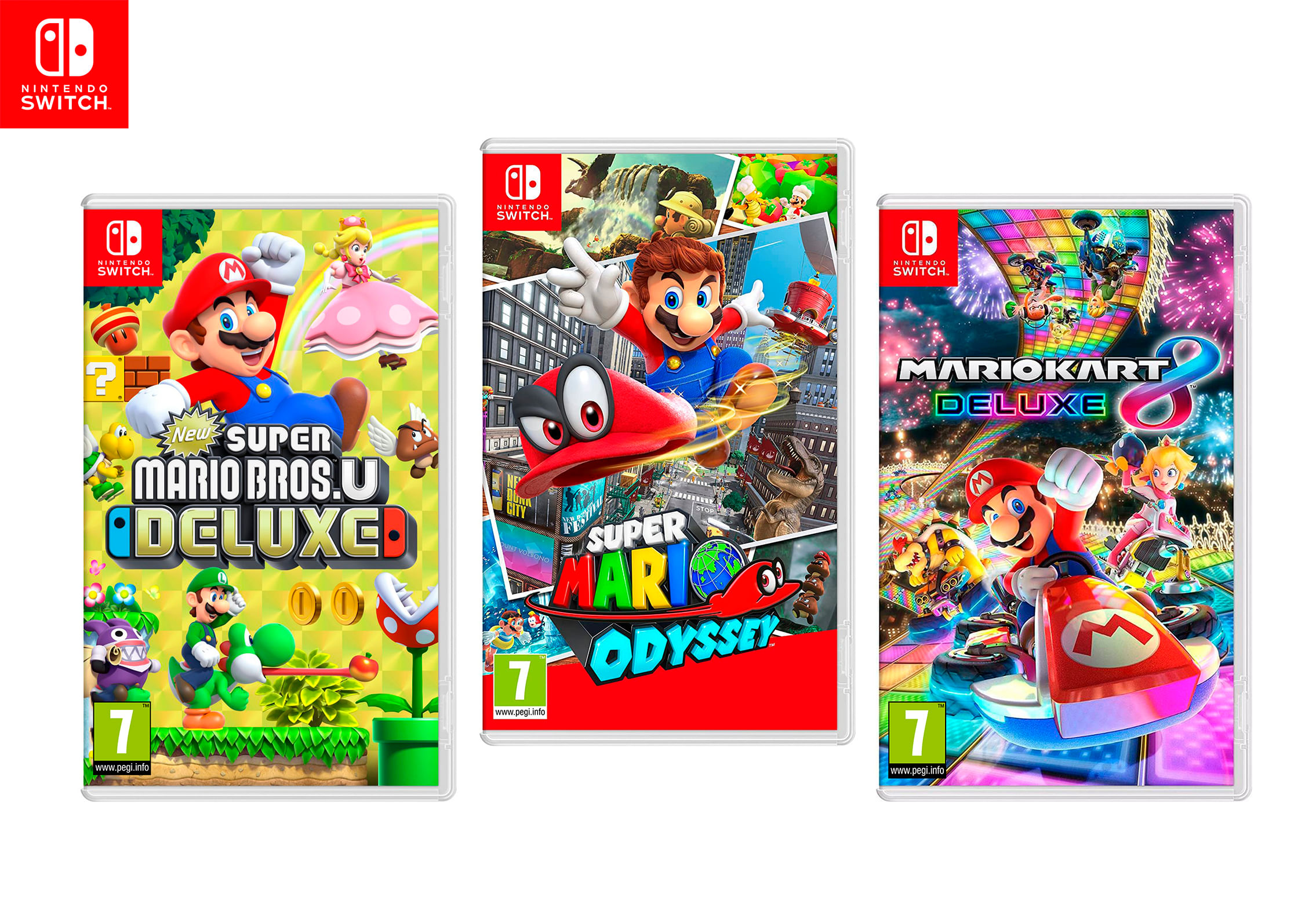 Juegos de Nintendo Switch: New Super Mario Bros U + Super Mario Odyssey + Mario Kart 8 Deluxe