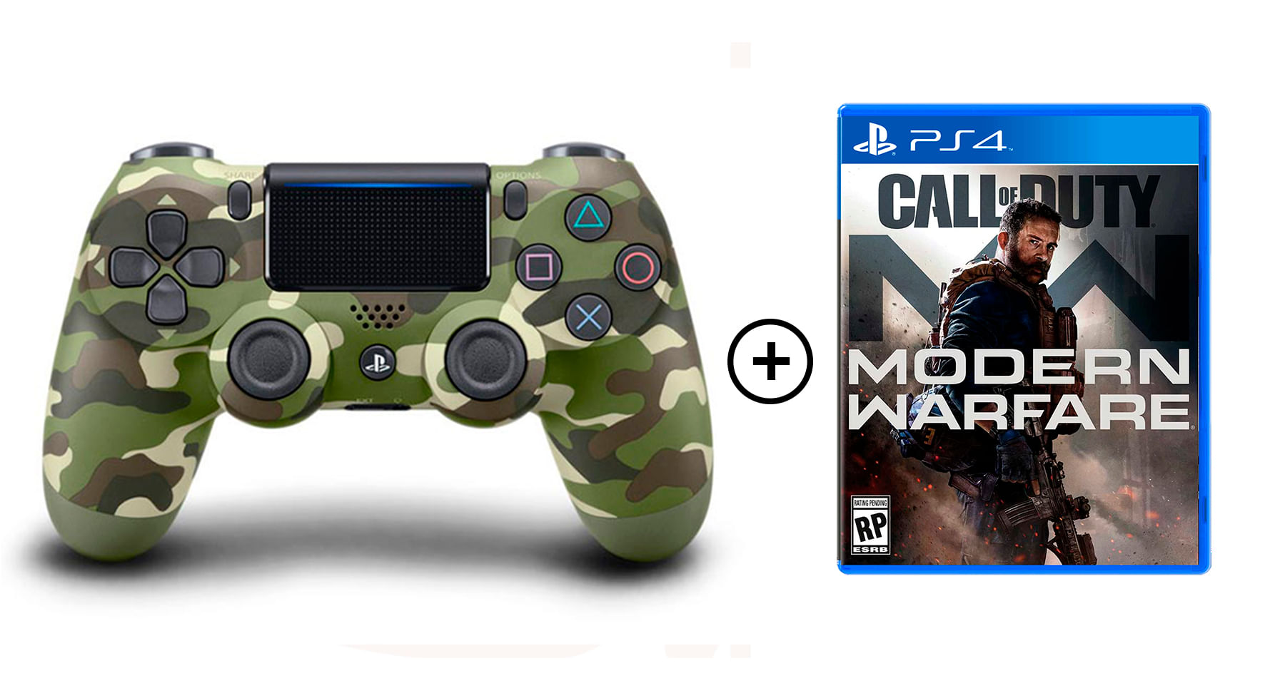 Mando Ps4 Dualshock 4 Camuflado Verde + Call of Duty Modern Warfare