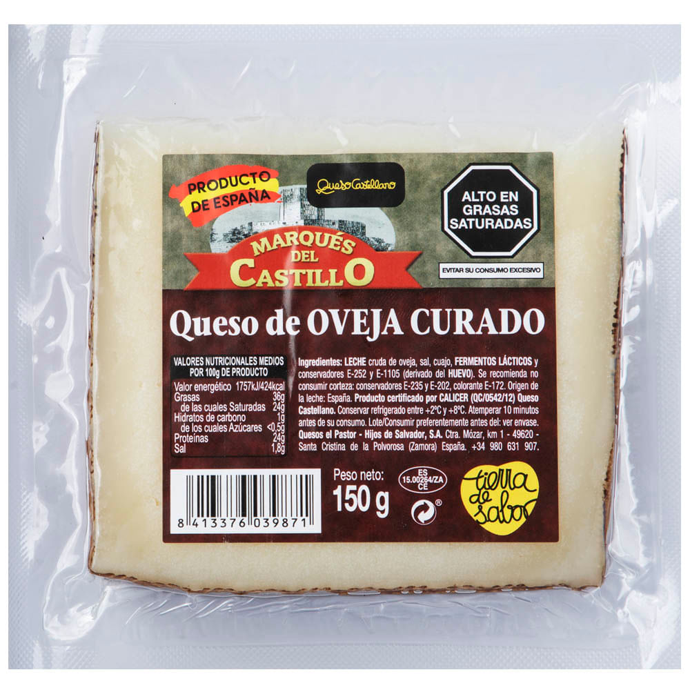 Queso de Oveja Curado MARQUÉS DEL CASTILLO Paquete 150g