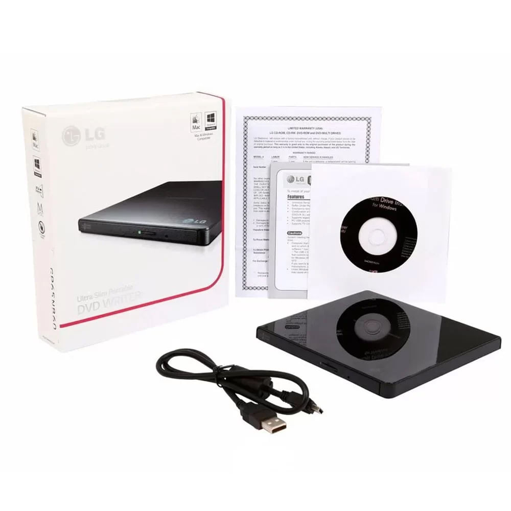 Lectora Grabadora Externa LG Slim DVD 8X GP65NB60 USB