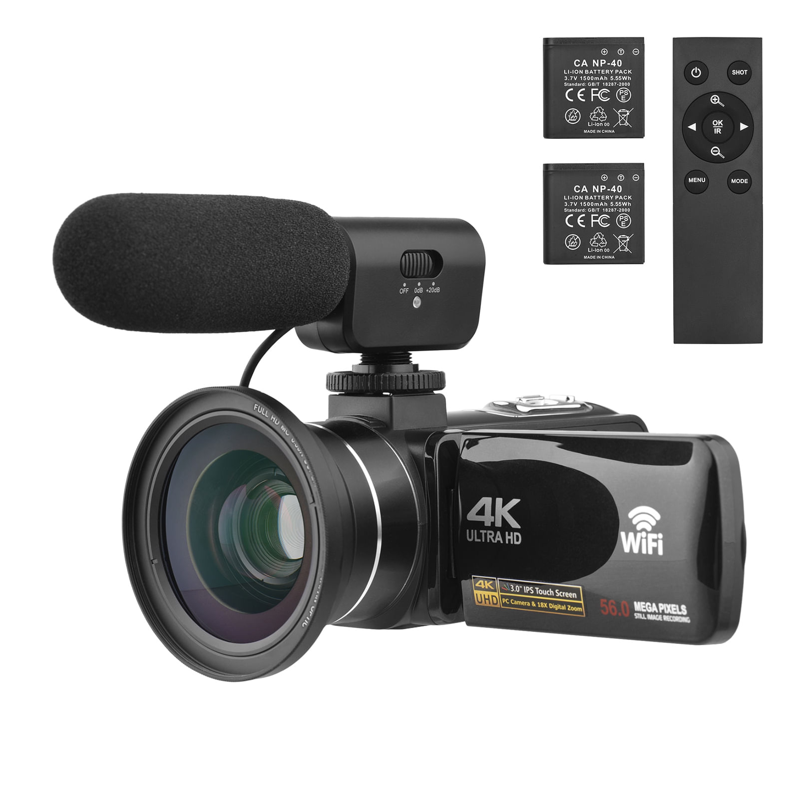 Cámara de video digital 4K DV 56MP D11655 Negro