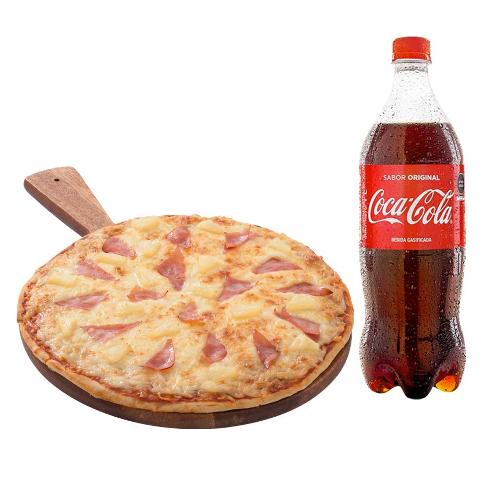 Pack Pizza Hawaiana Familiar LA FLORENCIA + Gaseosa COCA COLA Botella 1L