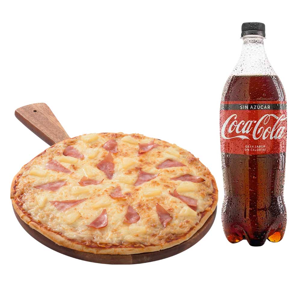 Pack Pizza Hawaiana Familiar LA FLORENCIA + Gaseosa COCA COLA Sin Azúcar Botella 1L