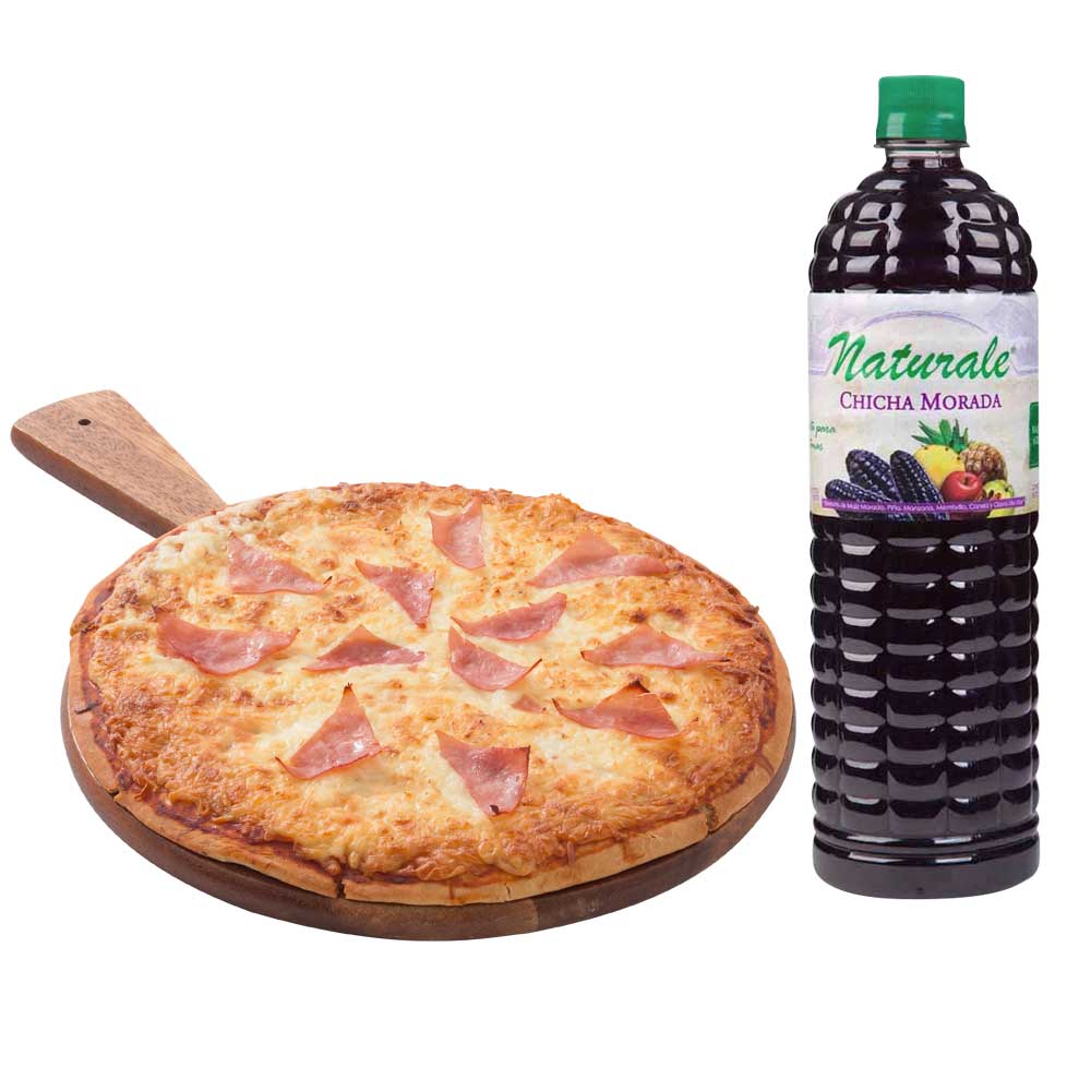 Pack Pizza Americana Familiar LA FLORENCIA + Jugo de Fruta NATURALE Chicha Morada Botella 1L
