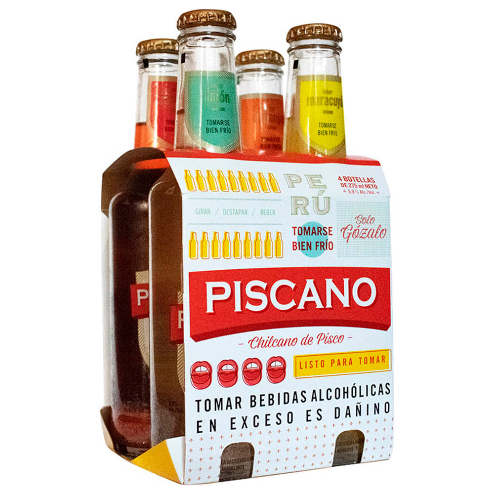 Ready To Drink (RTD) PISCANO Sabores variados 4 Botellas 275 ml