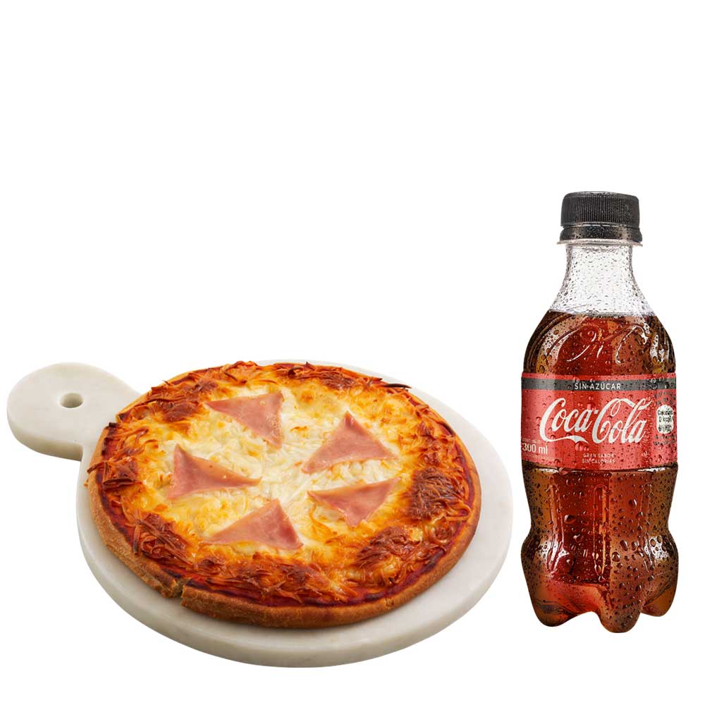 Pack Pizza Americana Personal + Gaseosa COCA COLA Sin Azúcar Botella 300ml