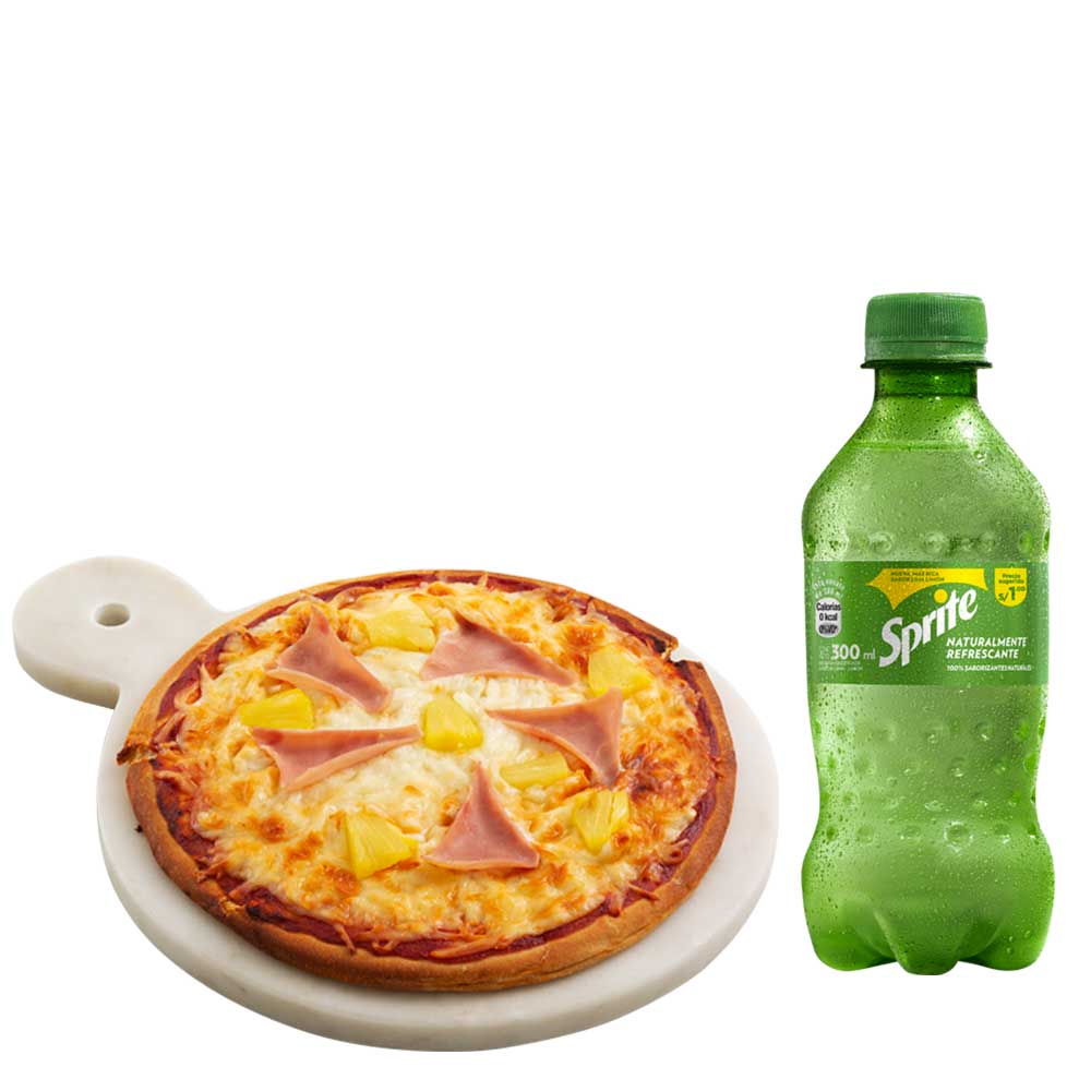 Pack Pizza Hawaiana Personal + Gaseosa SPRITE Botella 300ml