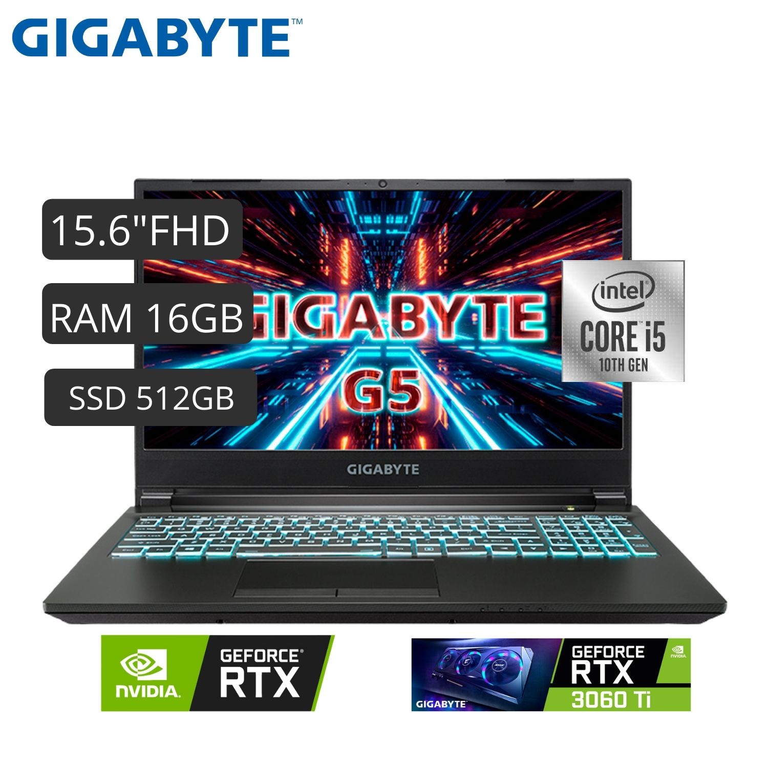 Laptop Gamer Gigabyte G5 GD 15.6" Intel CI5 11400H 16Gb 512Gb Ssd Rtx3050 W11h