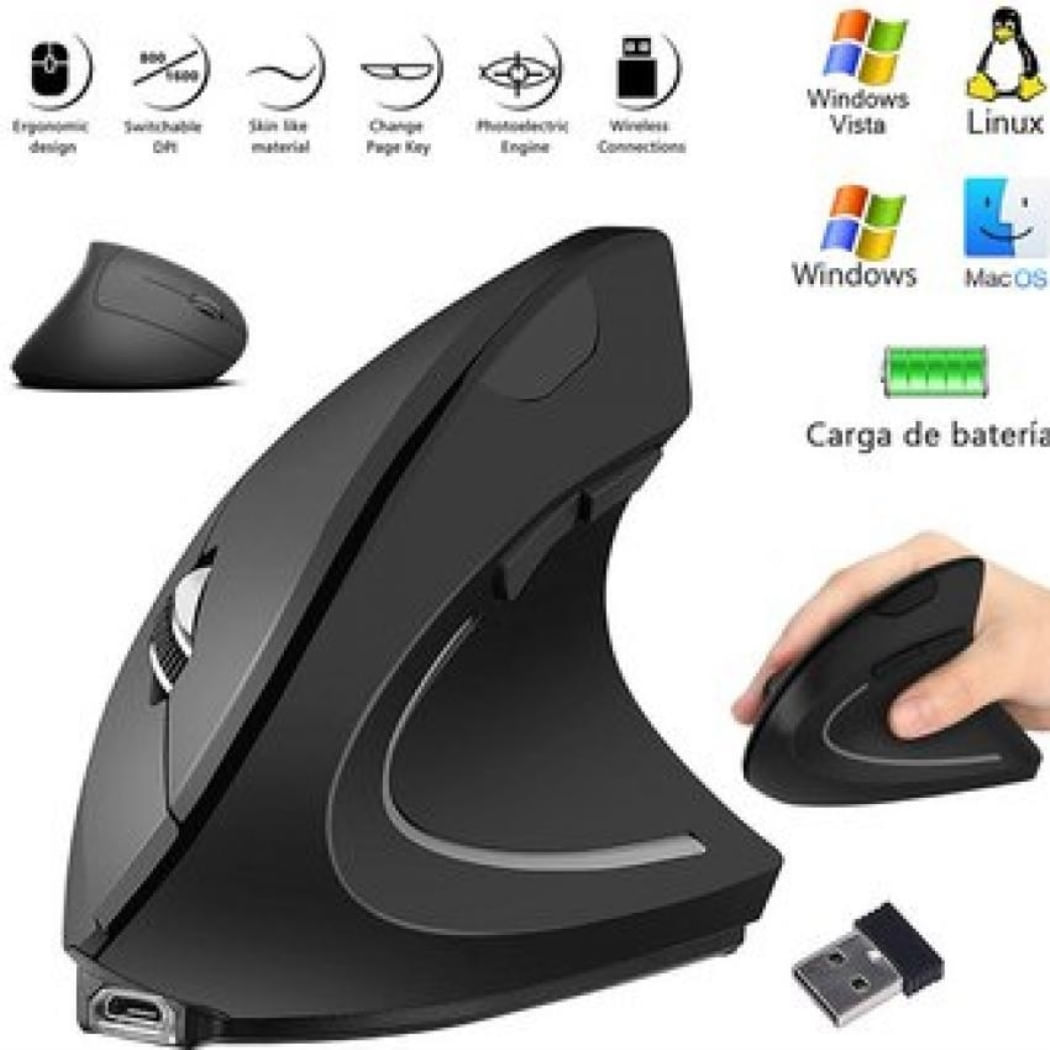 Mouse Vertical Recargable Ergonómico USB Inalámbrico GAMER