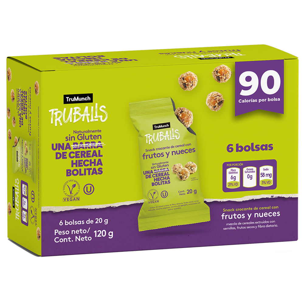 Bolitas de Cereal TRUBALLS Frutos y Nueces Paquete 6un