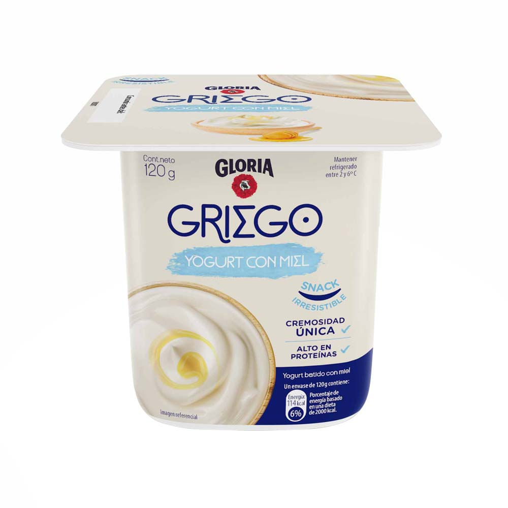 Yogurt Batido GLORIA Griego con Miel Vaso 120g