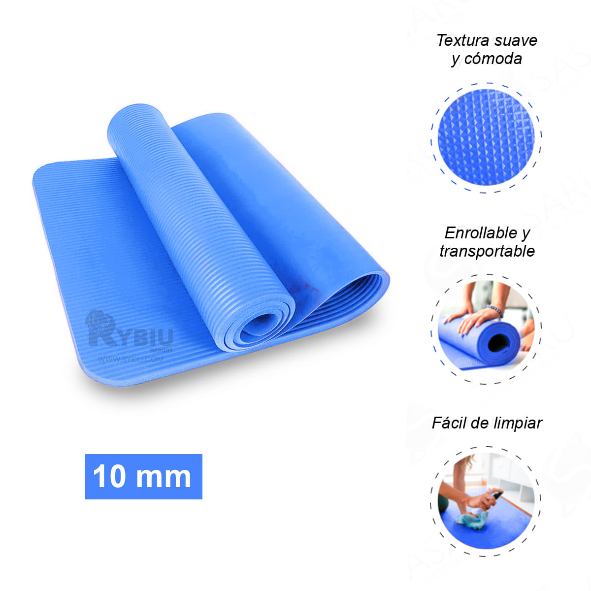 Mat para Gym Premium Durable 10mm Azul