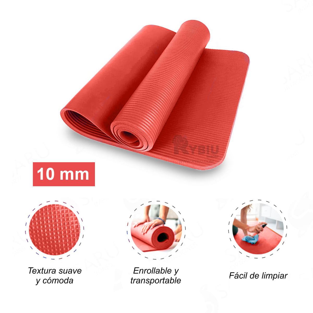 Colchoneta para Gym Durable 10mm Rojo