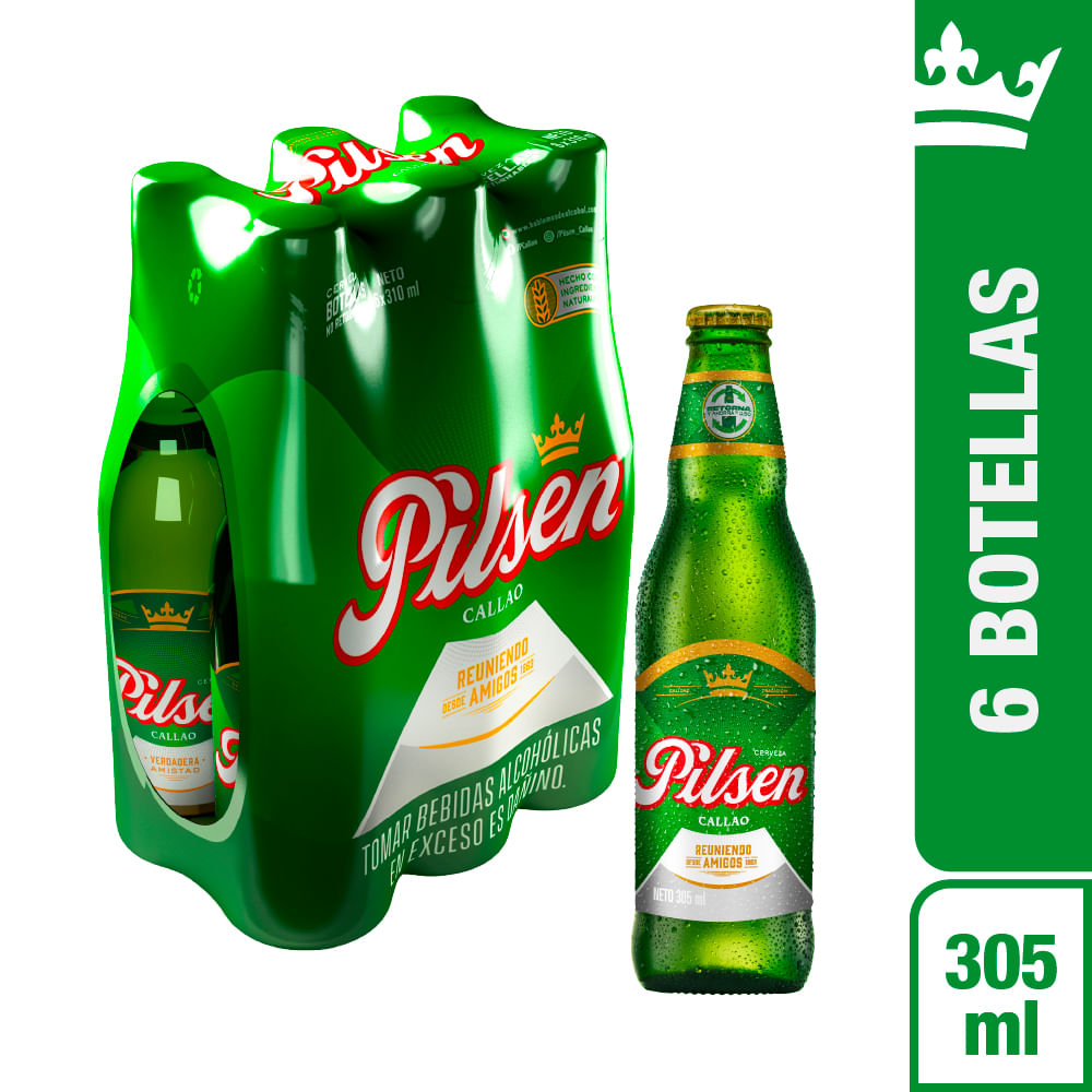Cerveza PILSEN Callao Botella 305ml Paquete 6un