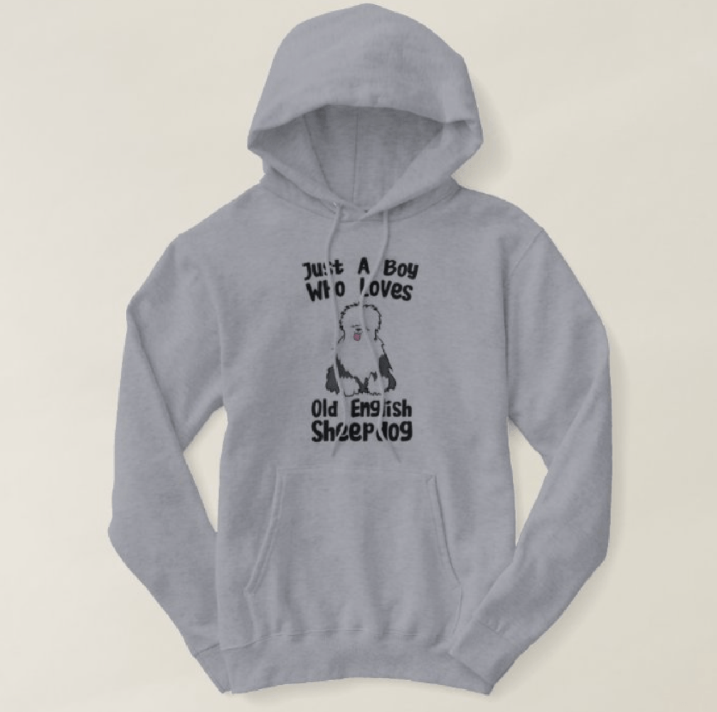 Polera Hoodie Dog Lover Hombre Ovejero Inglés Diseño Just a Boy Who Loves Old English Sheepdog