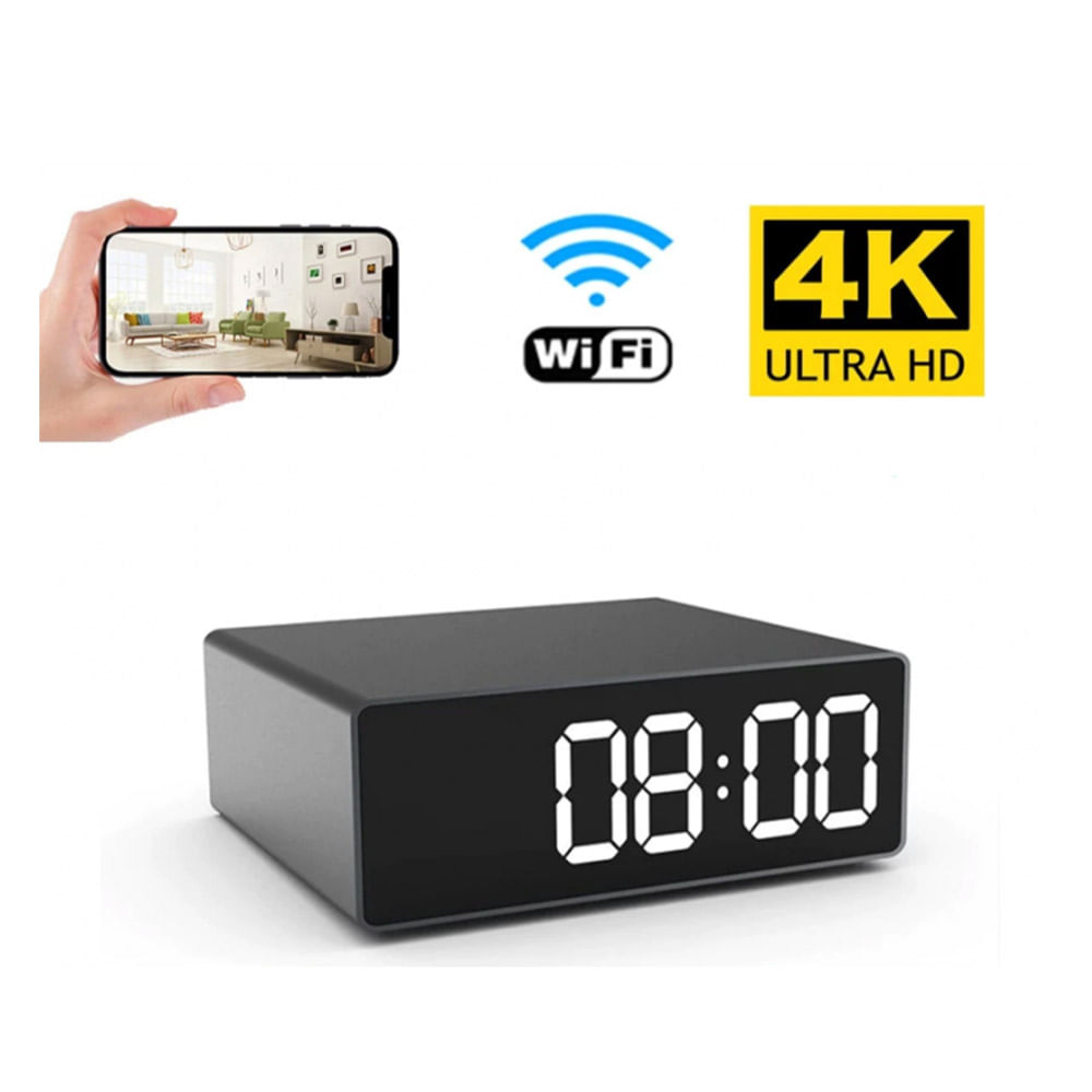 Reloj Cámara 1080p Wifi V88 Velador Despertador De Escritorio Oficina En Tiempo Real Fotos Y Video
