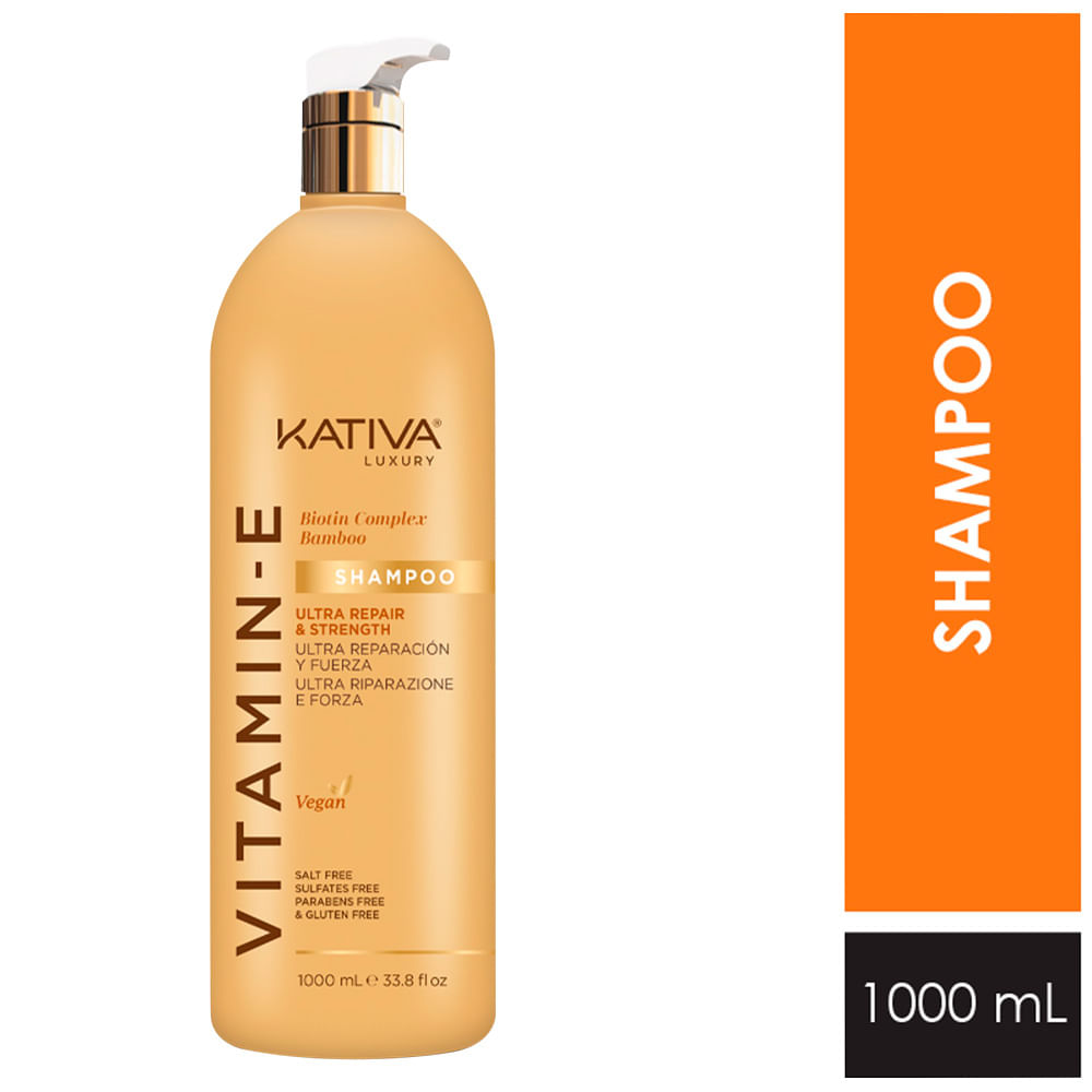 Shampoo KATIVA con Vitamina E Biotin Complex Bamboo Frasco 1L