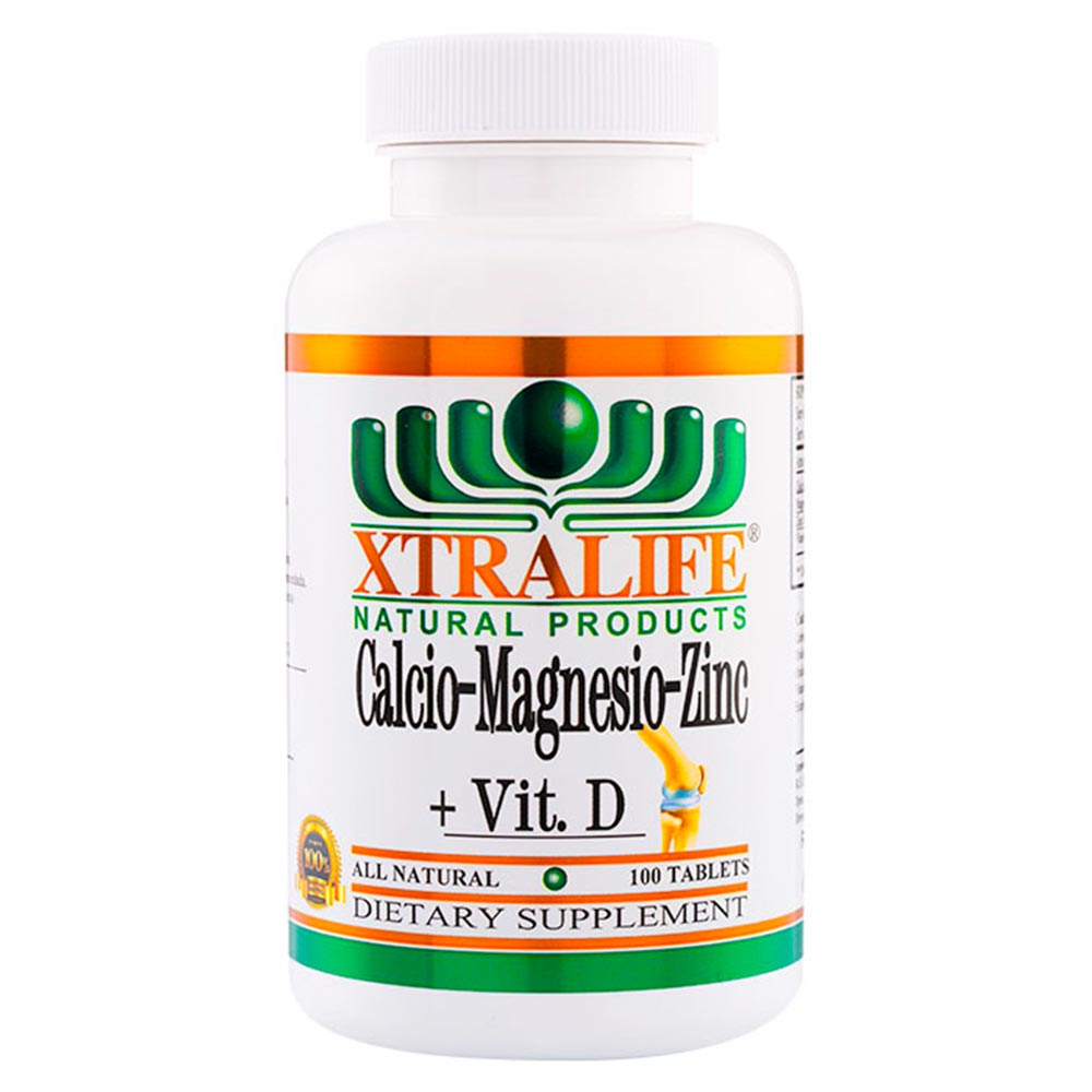 Calcio - Magnesio - Zinc + Vitamina D - Xtralife Natural Products - 100 Tabletas
