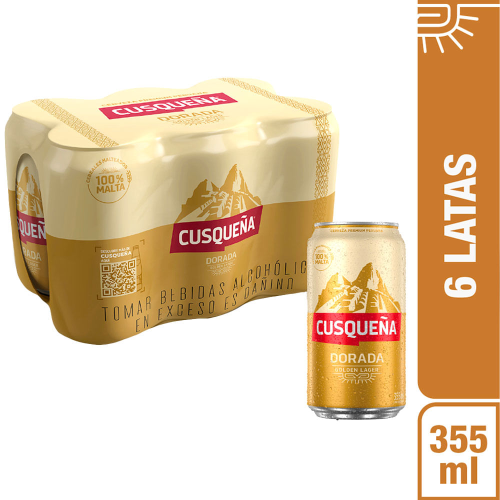 Cerveza CUSQUEÑA Golden Lager 6 Pack Lata 355ml