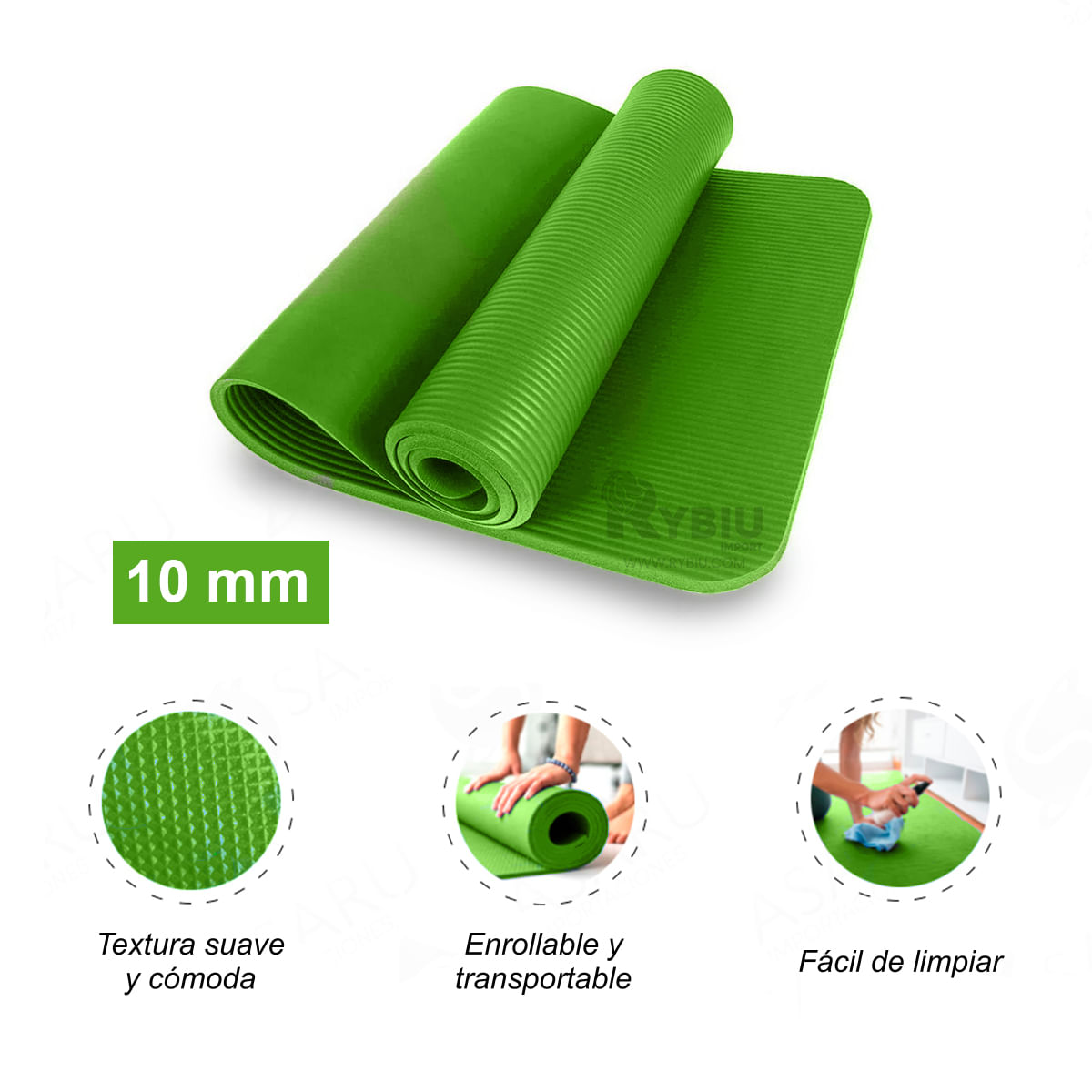 Colchoneta para Gym Durable 10mm Verde