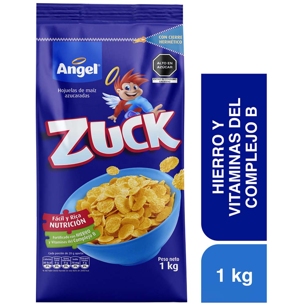 Cereal ÁNGEL Zuck Hojuelas de Maíz Azucaradas Bolsa 1Kg