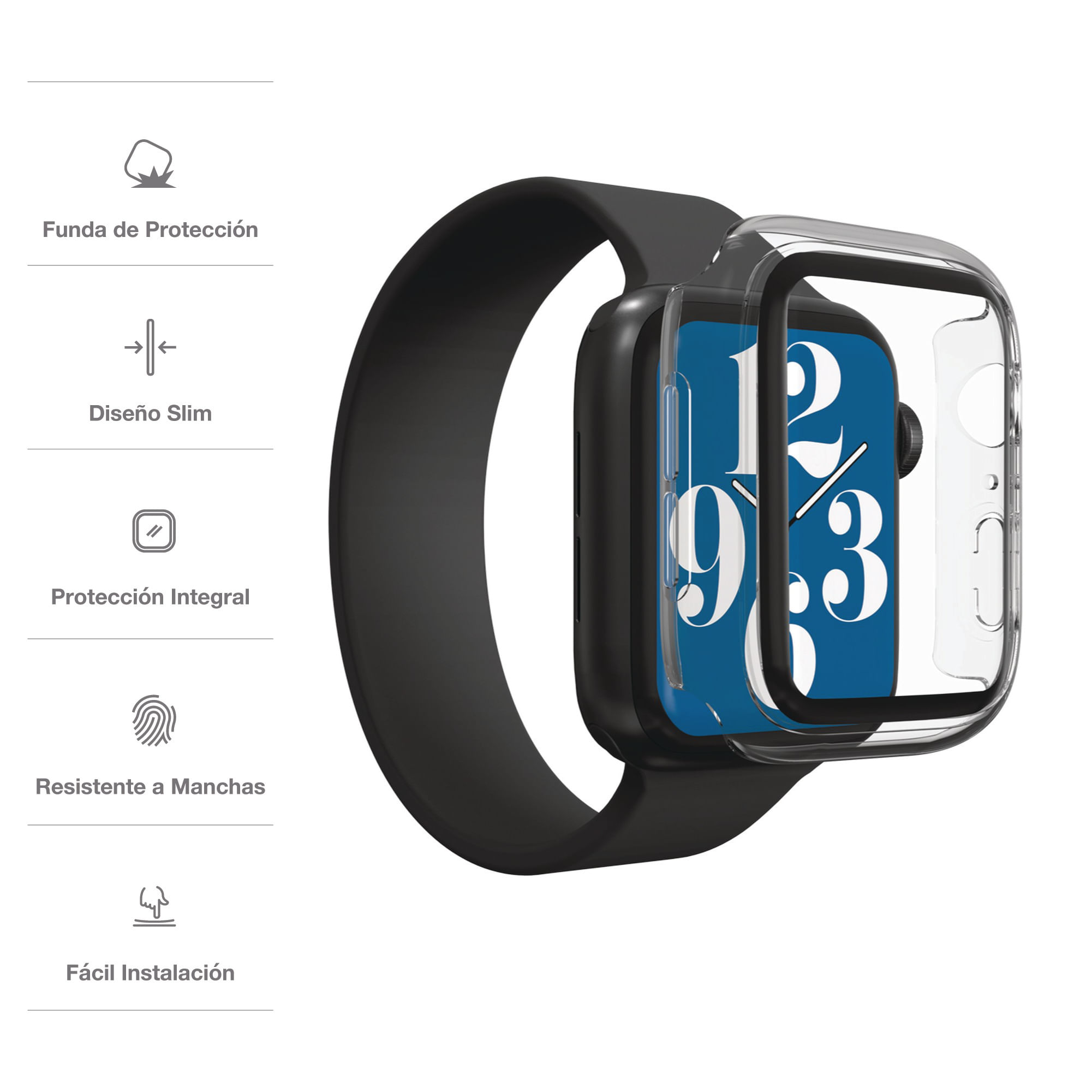 Case Slim con Protector de Pantalla 360 IFROGZ para Apple Watch S6/SE/5/4 (44 mm) Transparente