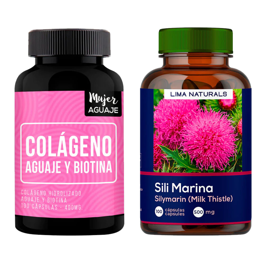Colágeno, Aguaje & Biotina 100 Cápsulas + Silimarina 100 Cápsulas Lima Naturals
