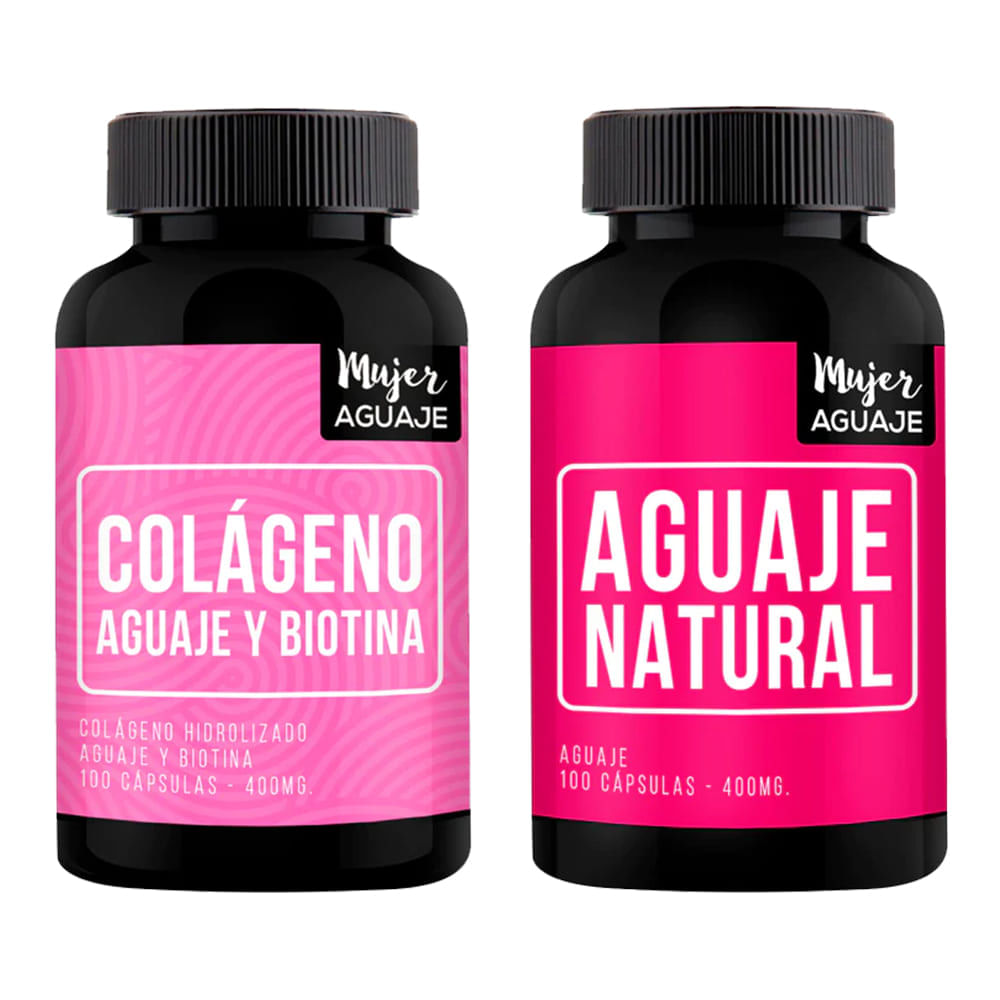 Colágeno, Aguaje & Biotina 100 Cápsulas + Aguaje Natural 100 Cápsulas Mujer Aguaje