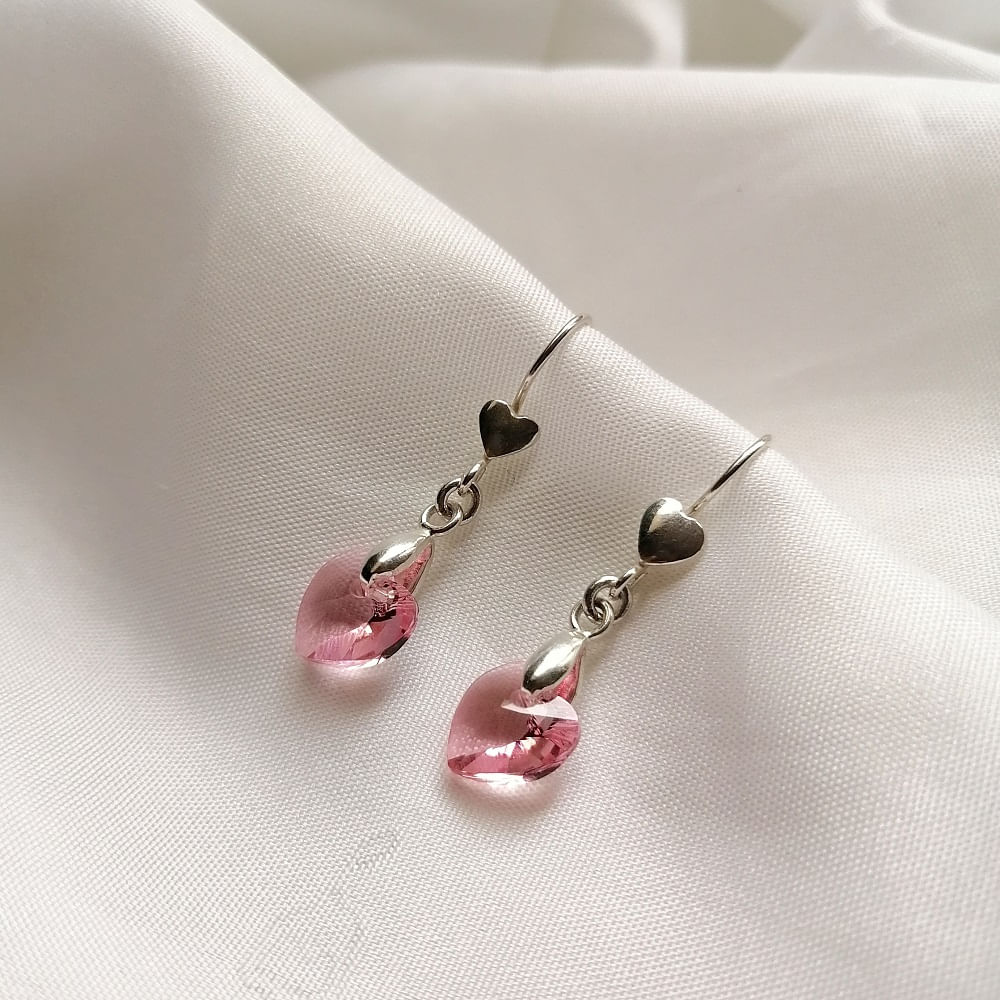 Aretes Colgantes Cristal Rosa