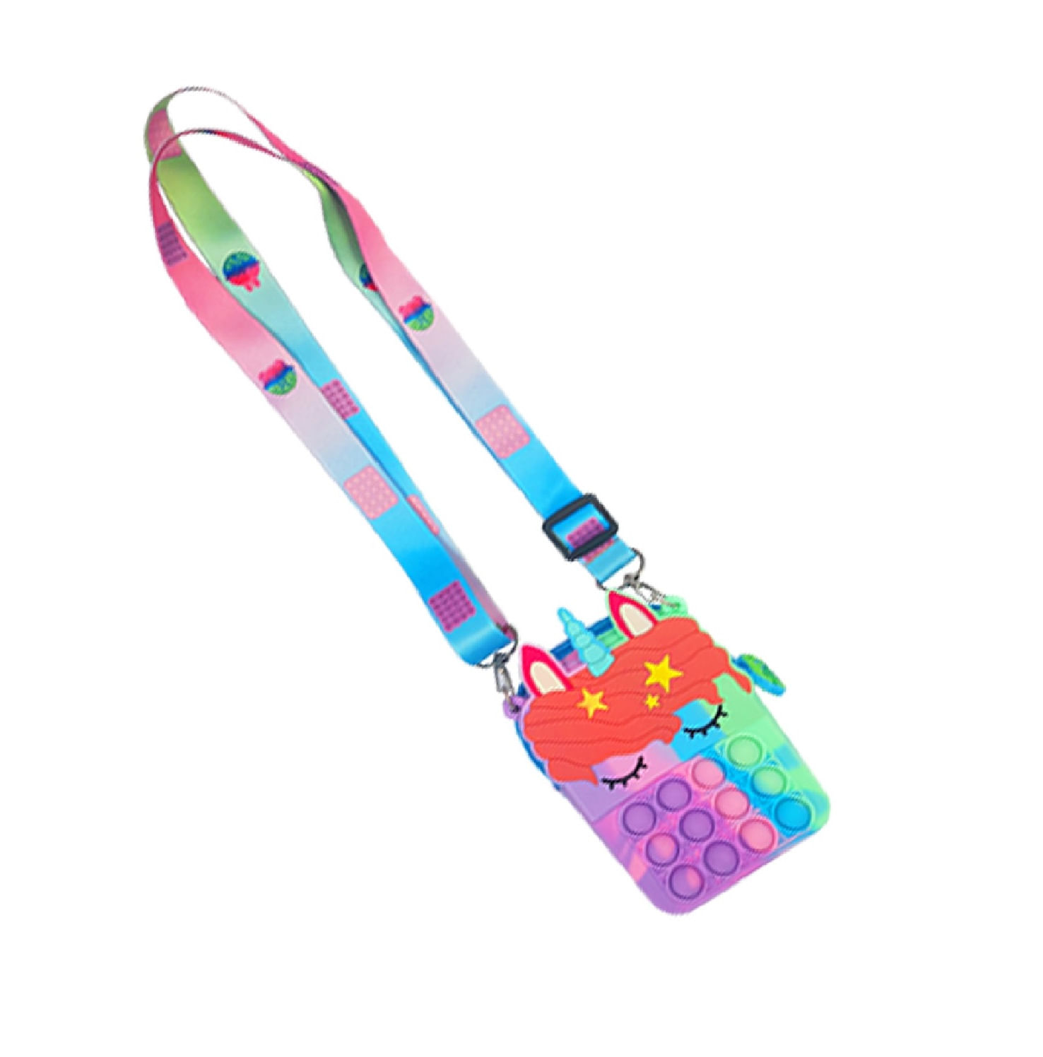 Mini Cartera Morral Pop it Anti estrés Unicornio Multicolor