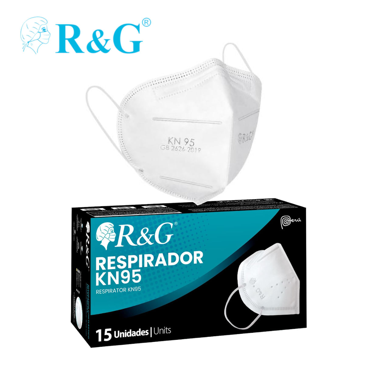 Respirador KN95 R&G 5 Capas Blanco Caja*15und