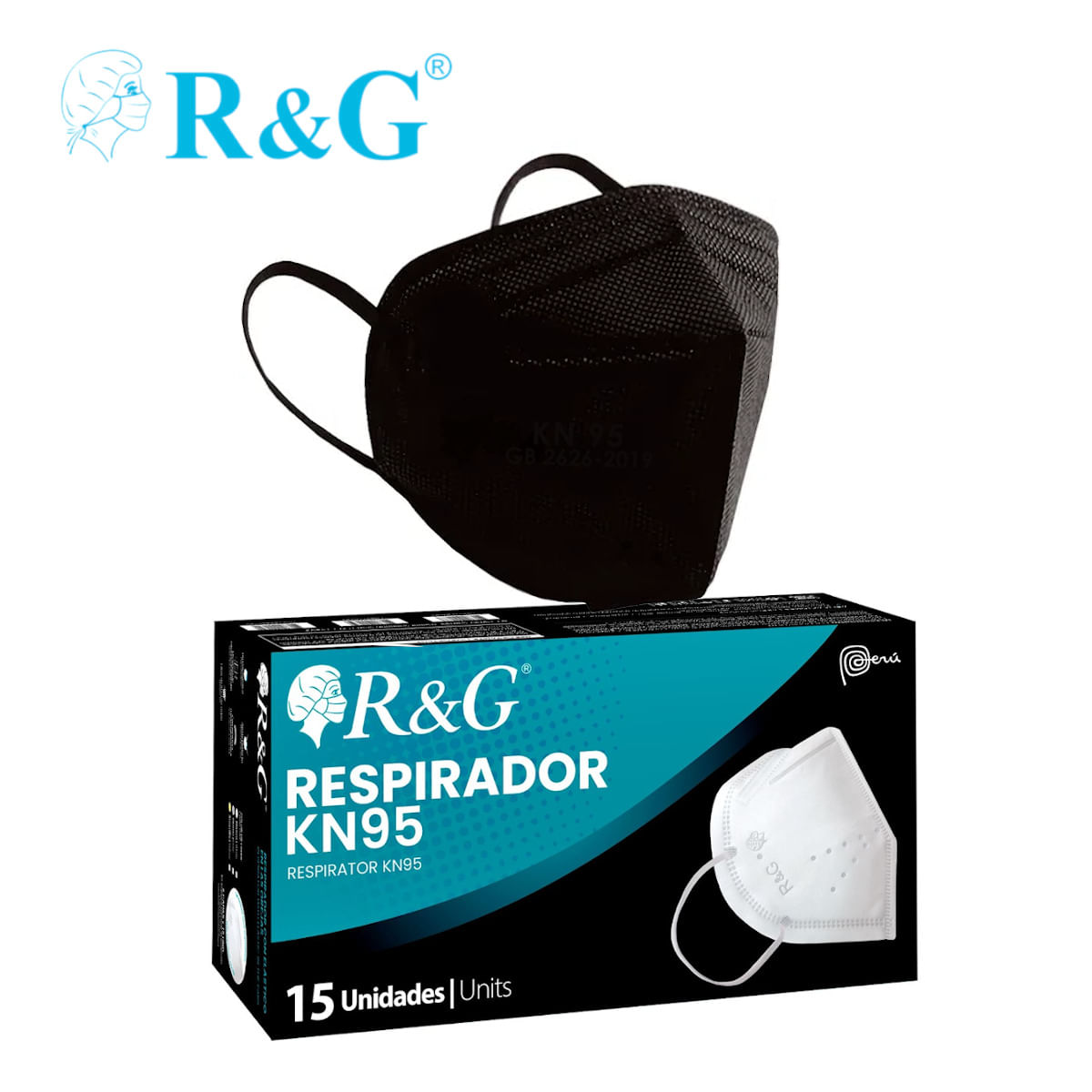 Respirador KN95 R&G 5 Capas Negro Caja*15und