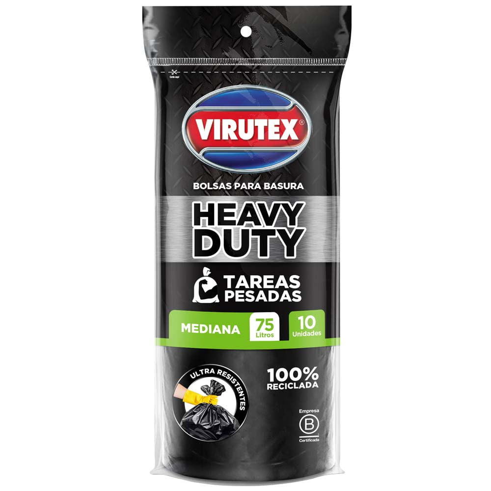 Bolsa de Basura VIRUTEX Heavy Duty 75lt Paquete 10un