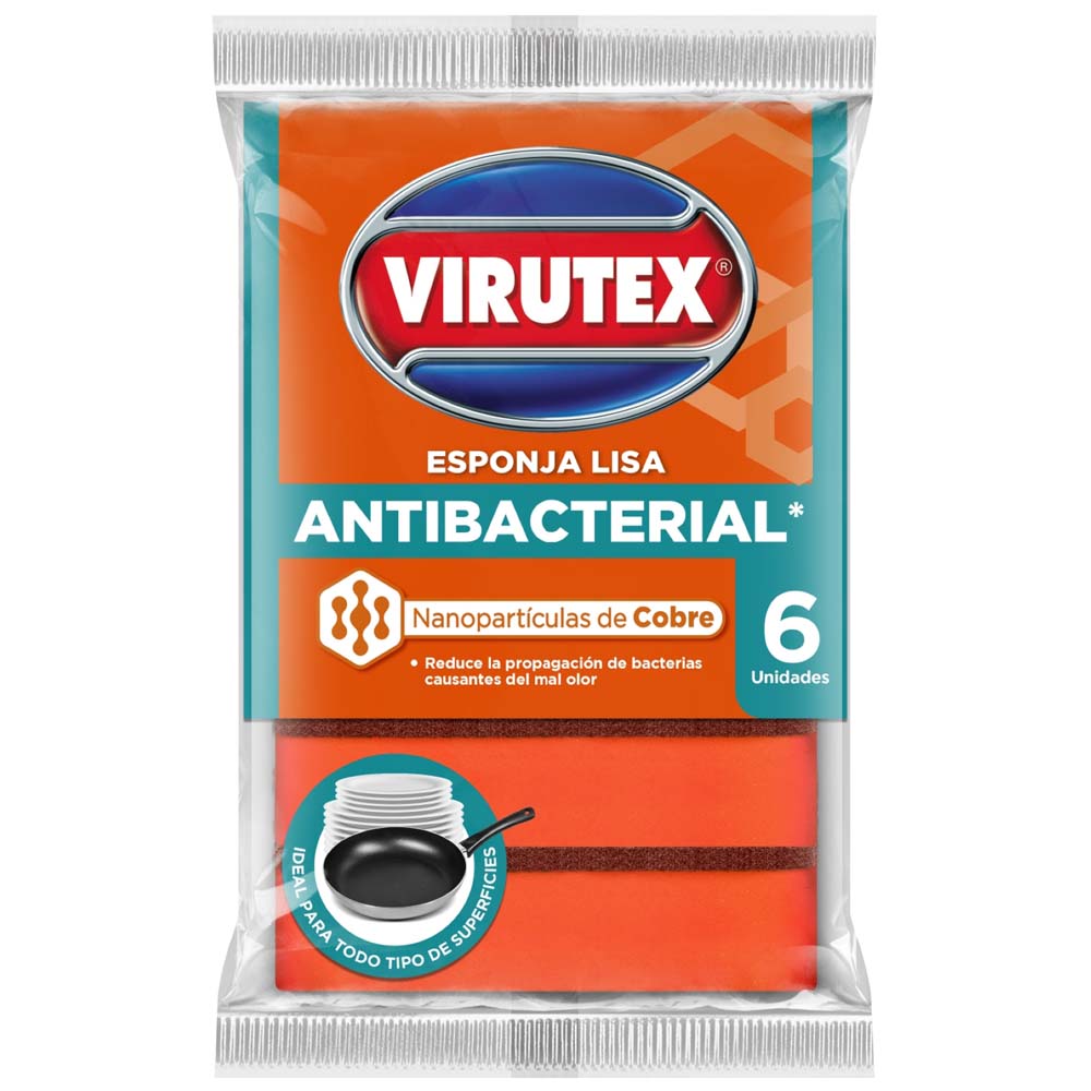 Esponja VIRUTEX Cobre Antibacterial X6