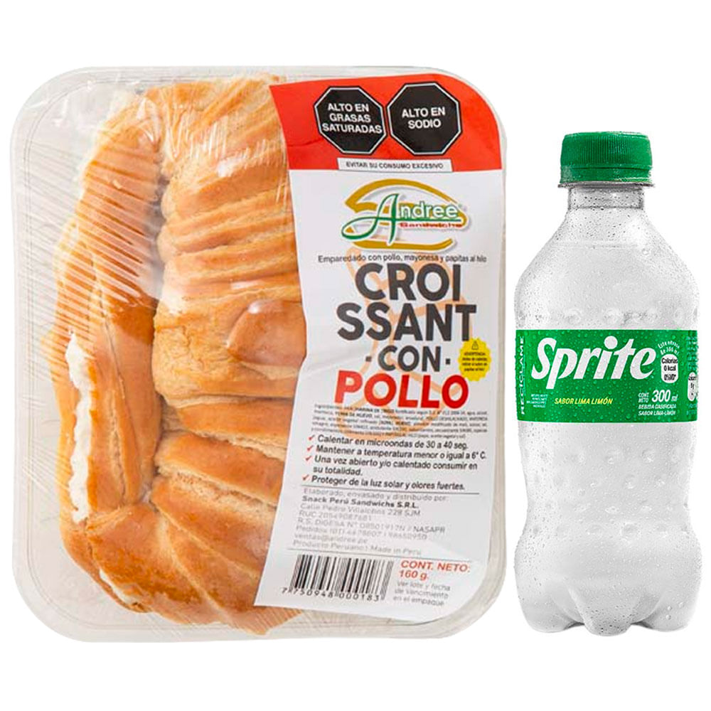 Pack Croissant de Pollo + Gaseosa SPRITE Botella 300ml