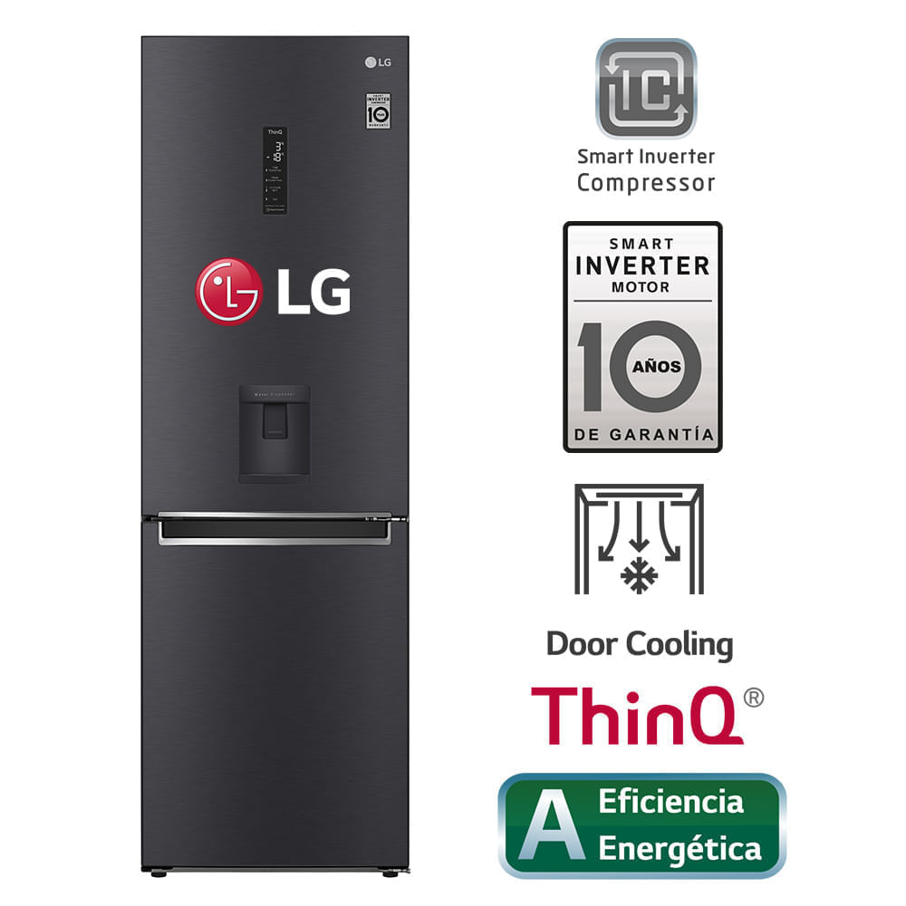 Refrigeradora LG Bottom Freezer 336L con Door Cooling+ GB37WGT Negro Mate