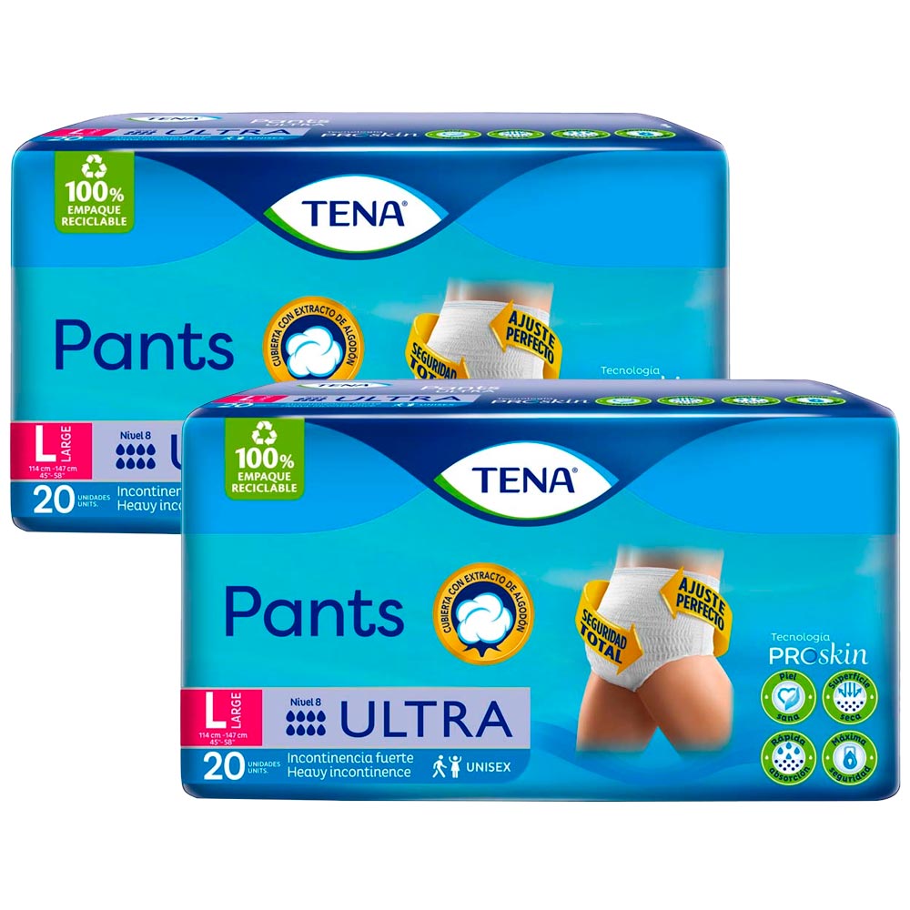 Pack Pañal para Adultos TENA Pants Ultra Talla L Paquete 40un