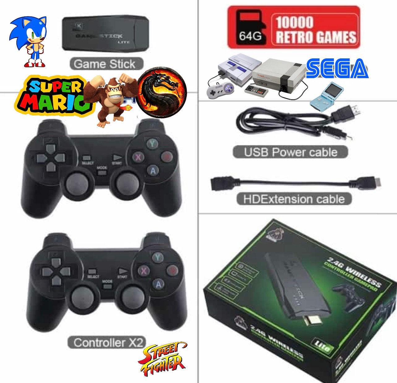 Consola SNES PS1 Retro 10000 Juegos + 2 Mandos 2.4 GHZ