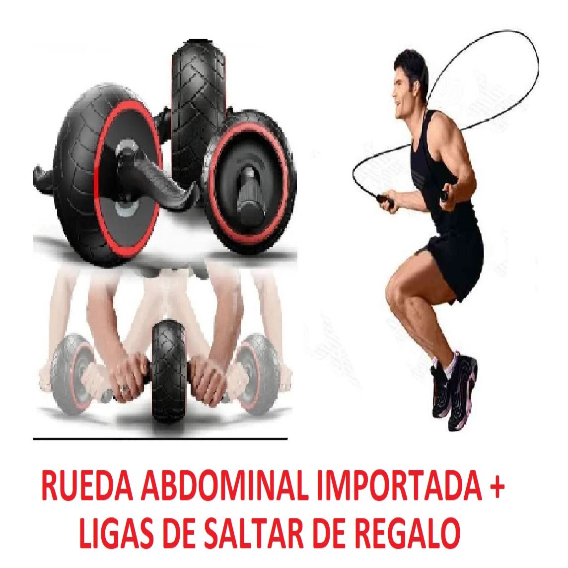 Rueda Abdominal Importada Profecional mas Ligas de Saltar mas Mini Tapiz