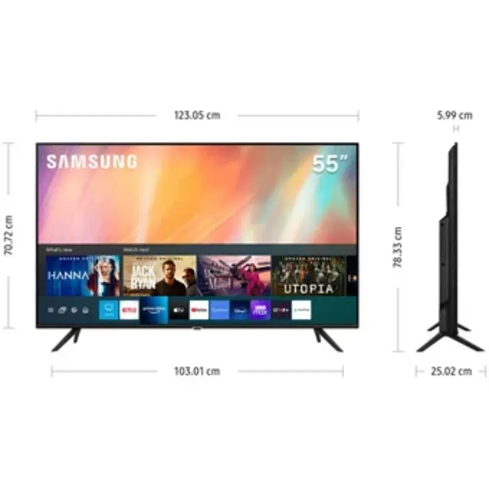 Televisor Smart Samsung UHD 4K 55 UN55AU7090 - Negro