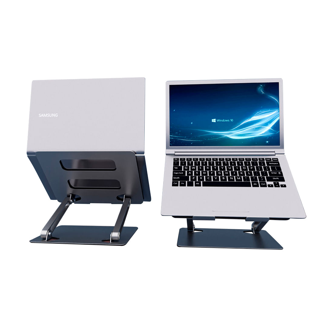 Soporte S&T HL303 de Escritorio para Laptop Plegable Aluminio Ergonómico Gris Oscuro