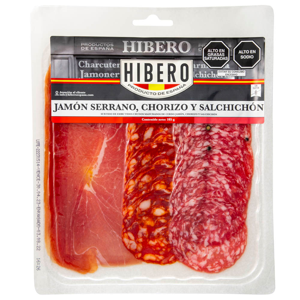Tabla HIBERO Jamón Serrano + Chorizo + Salchichón Paquete 105g