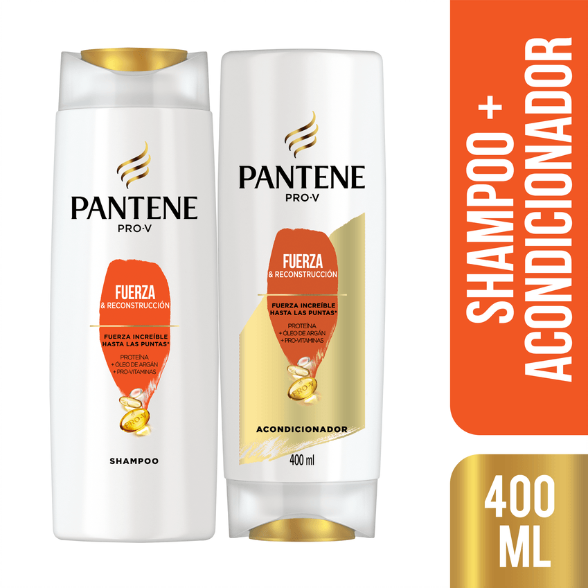 Pack PANTENE Shampoo Fuerza y Reconstrucción 400ml + Acondicionador Fuerza y Reconstrucción Frasco 400ml