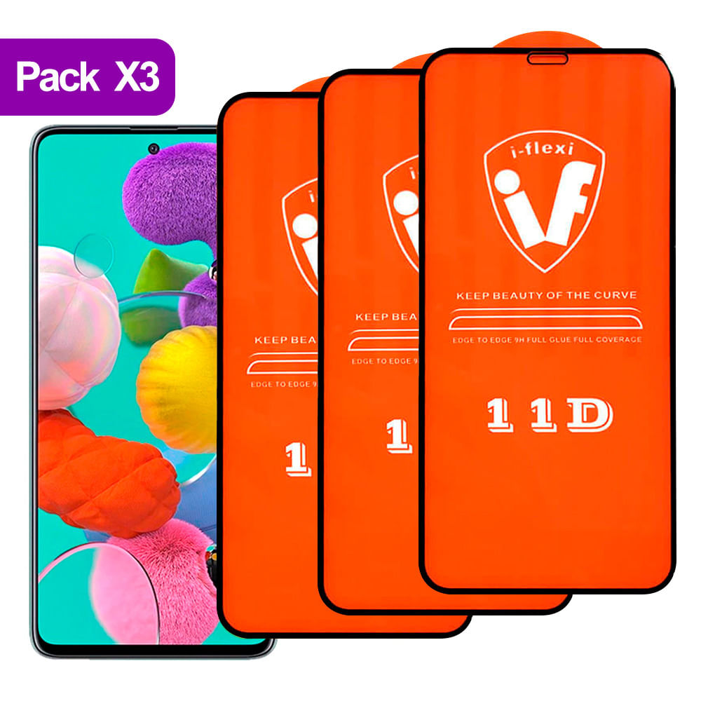 Combo Pack X3 Mica de Vidrio 11D para Samsung A30s Antishock Cuida la Pantalla del Celular