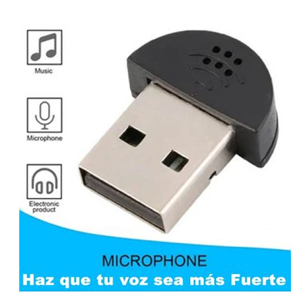 Adaptador de Audio y Micrófono Súper Mini USB 2,0 Negro.
