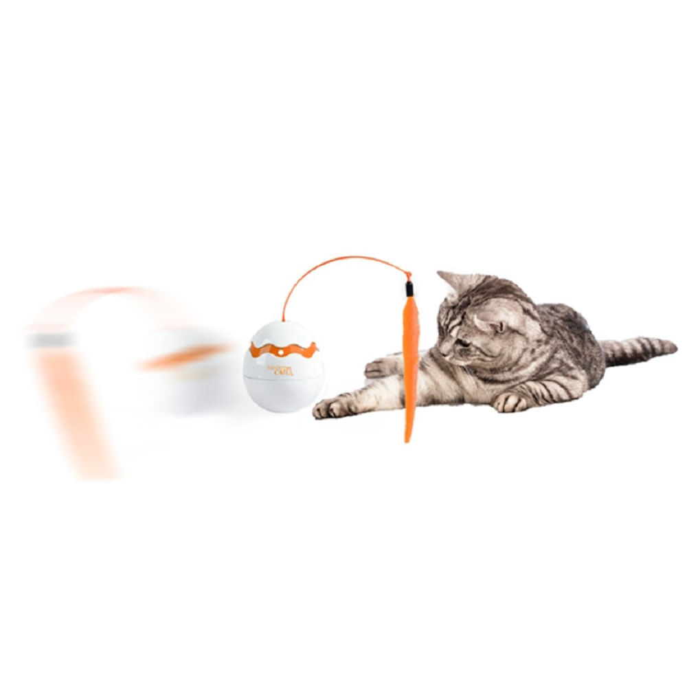 Juguete para Gatos - Huevo Dinner Spinner con Pluma Naranja