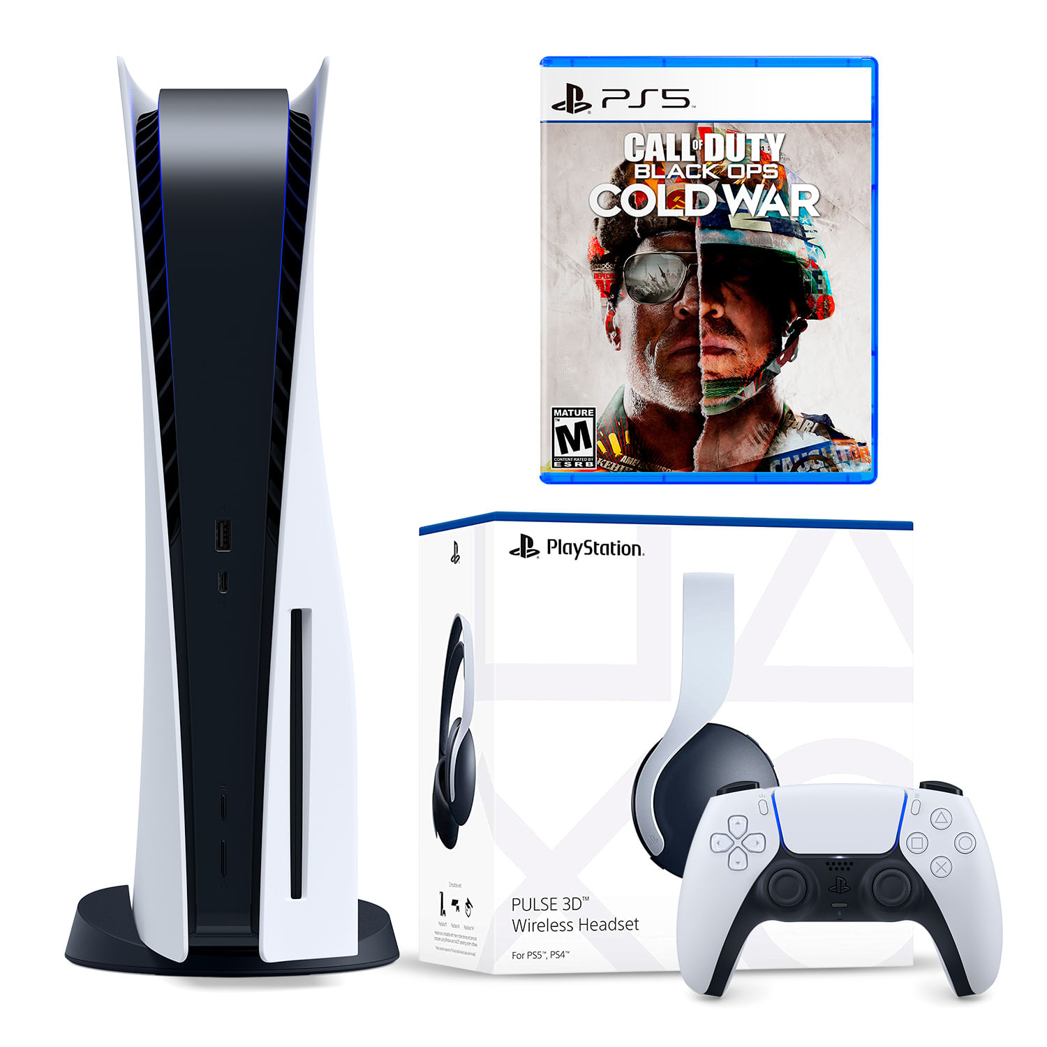 Consola Ps5 con Lector de Discos + Audifono Pulse 3D + Call of Duty Black Ops Cold War