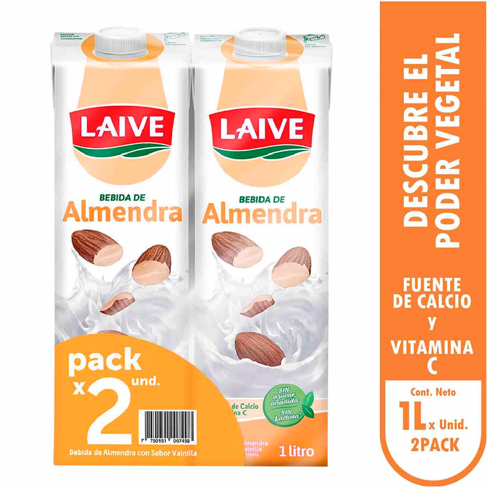 Pack Bebida de Almendras LAIVE Tetrapack 1L Paquete 2un