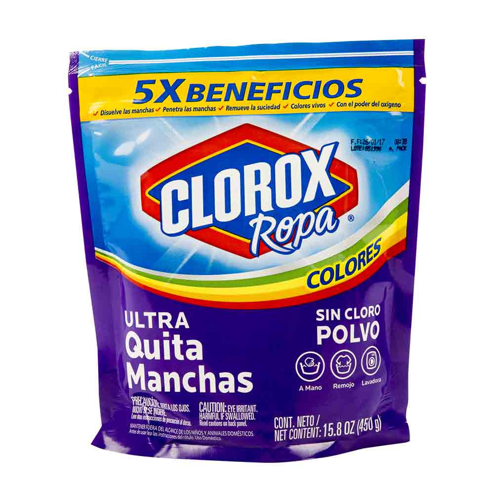 Ultra Quitamanchas CLOROX Ropa Color Bolsa Cierre Fácil 450g